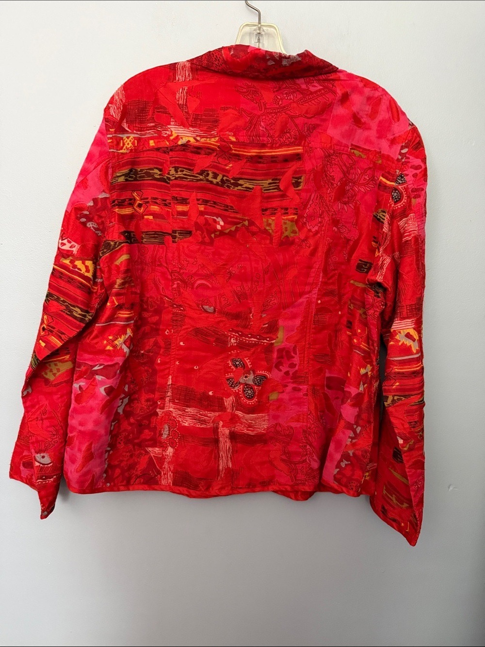 CHICO’S Vintage Raw Silk Embroidered Asian Art-to-Wear Jacket Size 3 (XL) - Picture 7 of 9